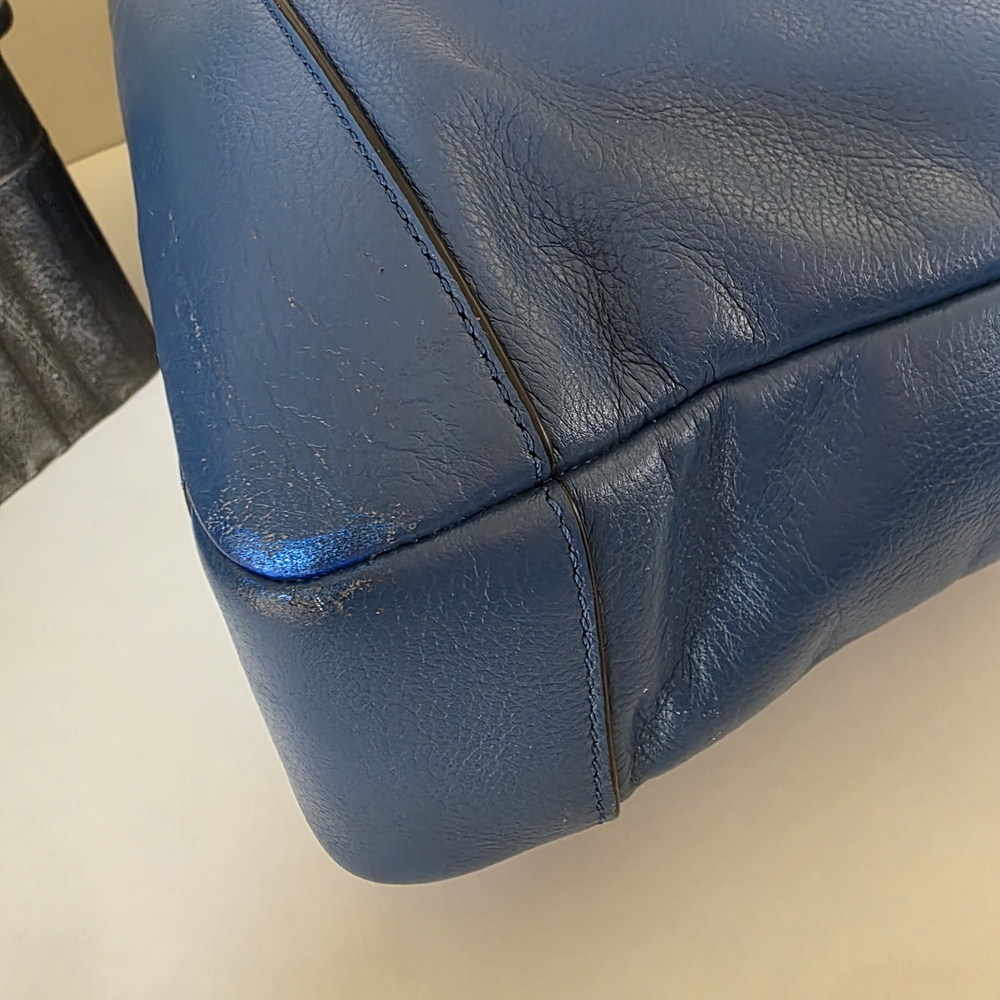 Coach Hamilton Cobalt Blue Leather Briefcase Laptop Business Bag - Picture 12 of 16